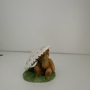 Adorable Bear Figurine with Umbrella
